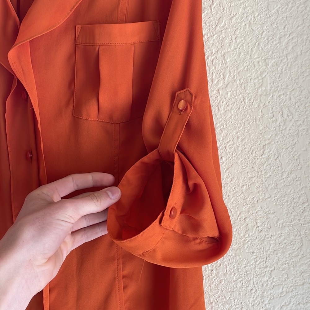Elements, Size L Orange 100% Polyester Button Dow… - image 5